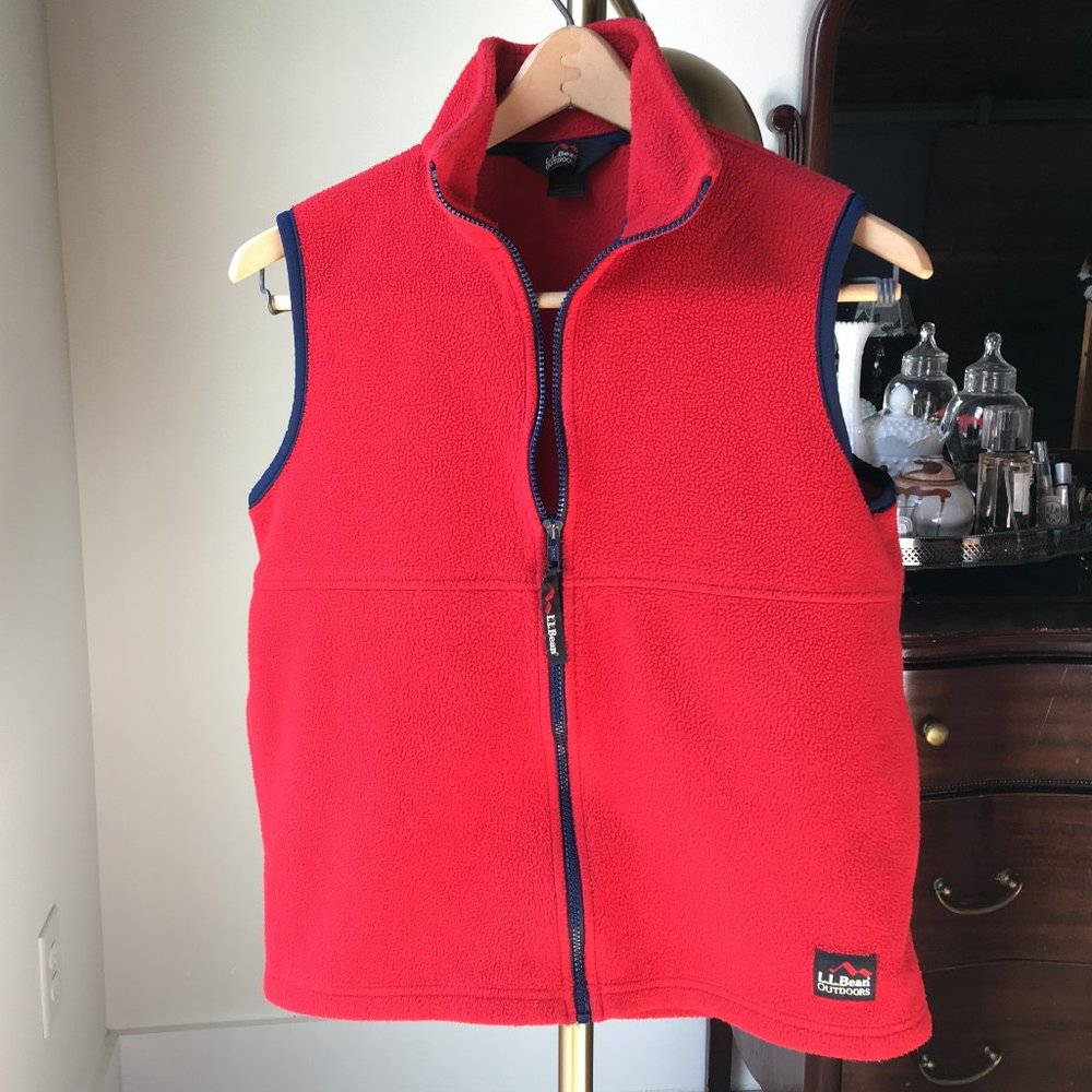 vintage l.l. bean outdoors fleece vest - red - small
